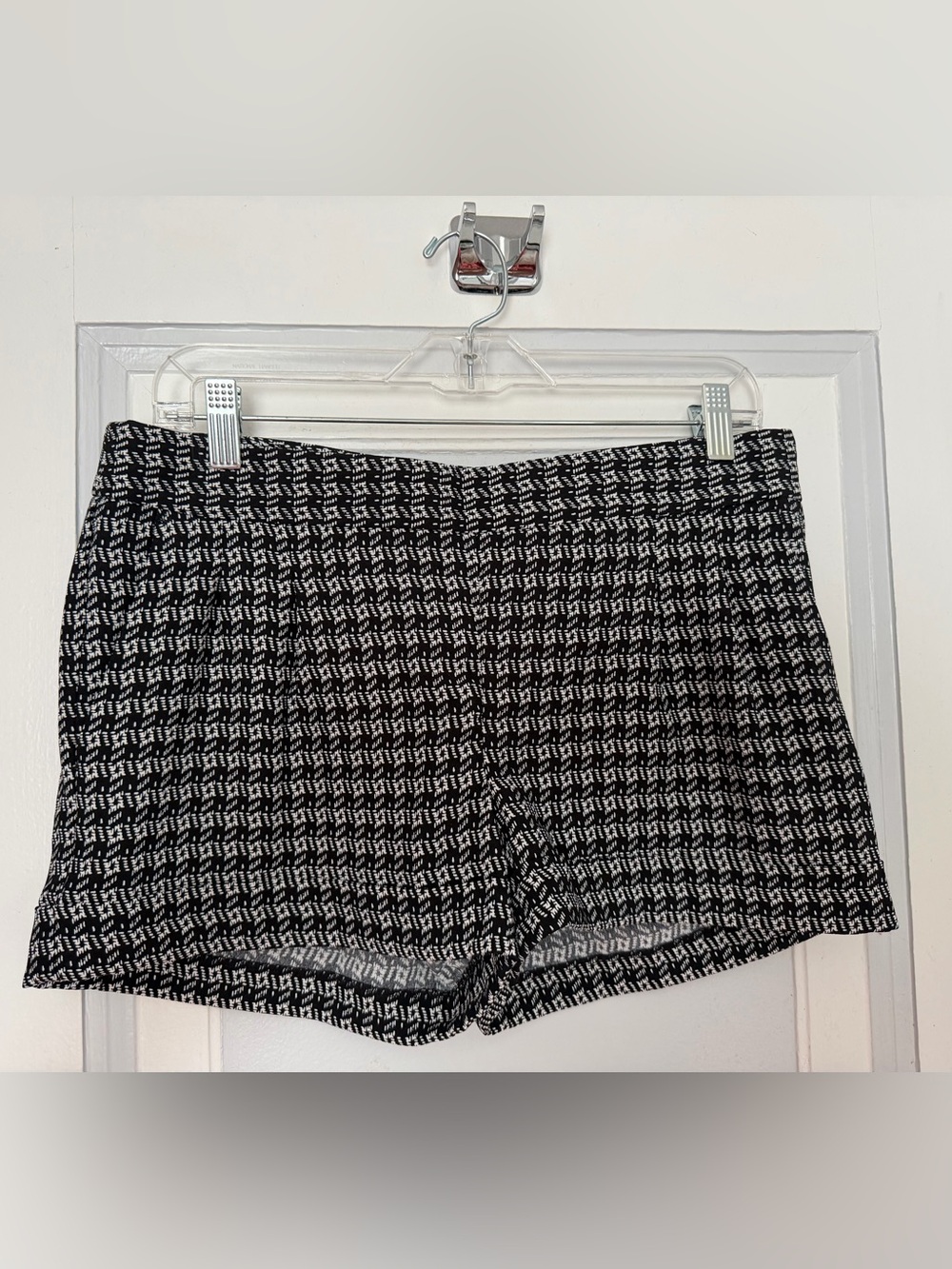 Express Black and White Houndstooth High-Rise Shorts